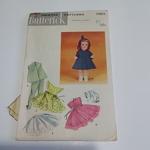Butterick Vintage Doll Dress for a 17" Doll #7563 Pattern